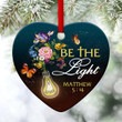 Be The Light - Vase Of Flower Ceramic Heart Ornament NUM99