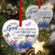 I Will Trust God - Beautiful Flower Ceramic Heart Ornament CC43