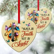 Butterfly Ceramic Heart Ornament - For We Walk By Faith AM56