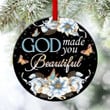 Lovely Flower Ceramic Circle Ornament - God Made You Beautiful AM139