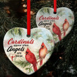 Cardinals Appear When Angels Are Near - Ceramic Heart Ornament CC18