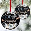 Lovely Flower Ceramic Circle Ornament - God Made You Beautiful AM139