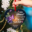 Flower Christian Ceramic Heart Ornament - Stay With God CC44