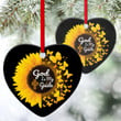 Sunflower And Butterfly Ceramic Heart Ornament - God Is My Guide AM54