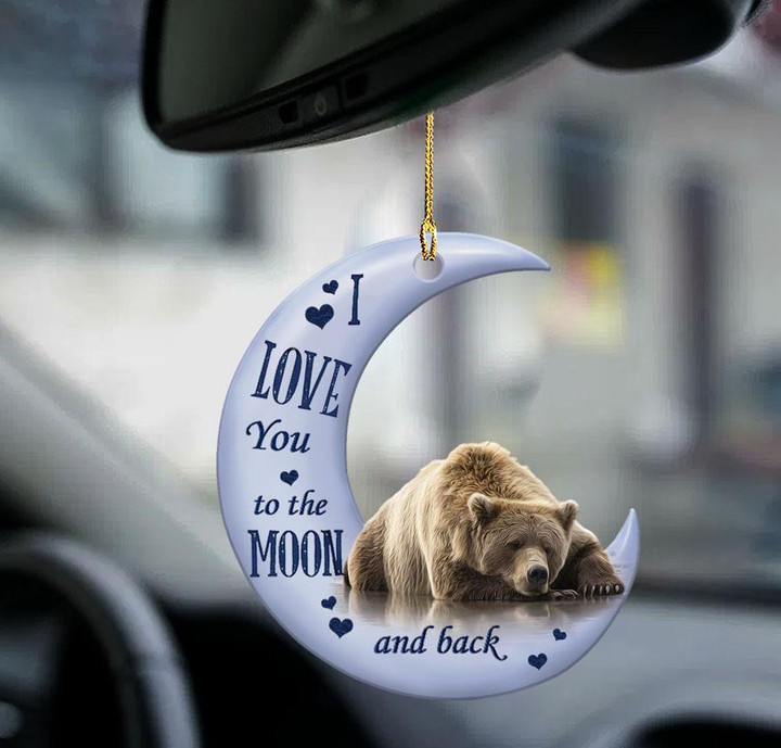 grizzly bear moon back grizzly bear lover two sided ornament