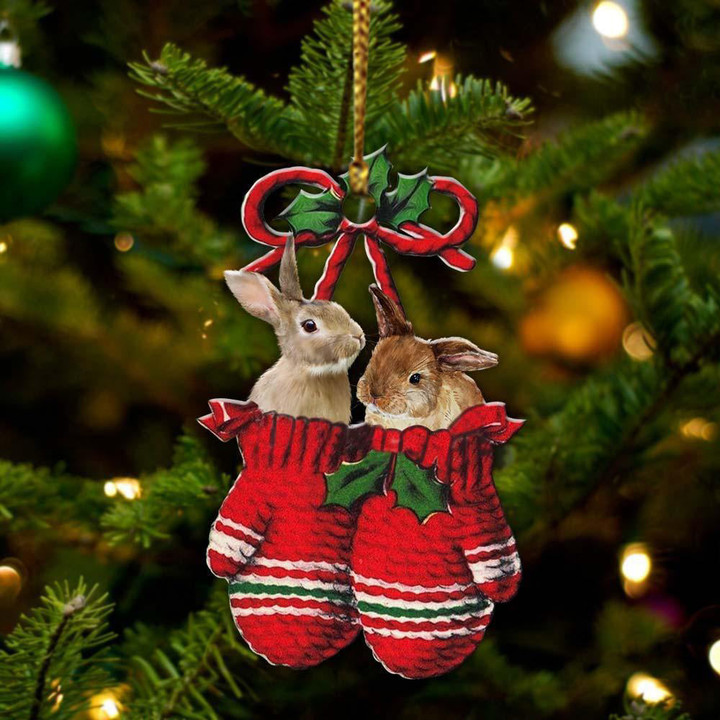 Rabbit Inside Your Gloves Christmas Holiday-Two Sided Ornament