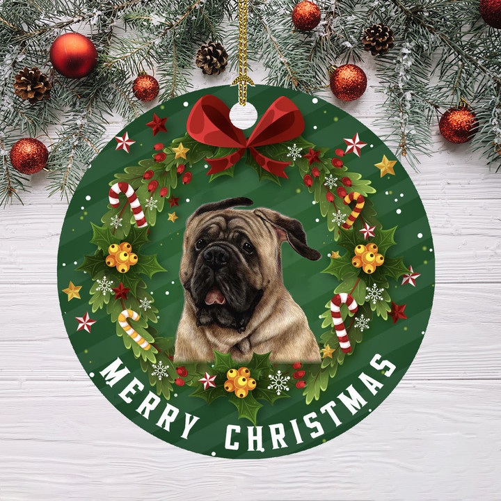 Ceramic Dog Christmas Ornament-Mastiff Hanging Ornament