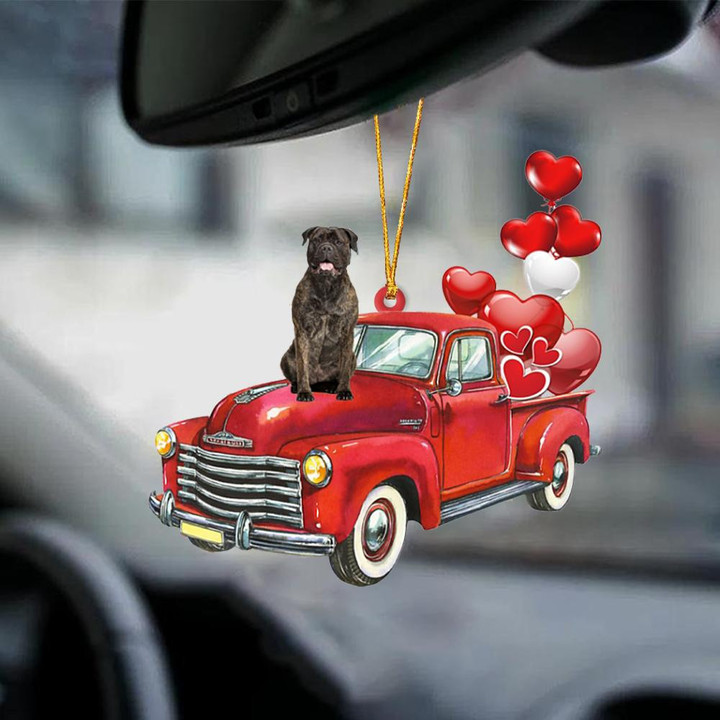 Bull Mastiff-Red Sports car-Two Sided Ornament