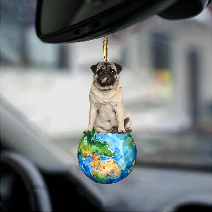 Pug-Around My Dog-Two Sided Ornament
