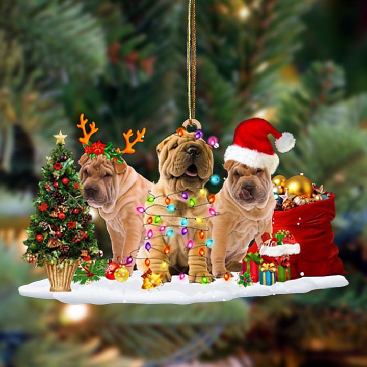 Shar Pei-Christmas Dog Friends Hanging Ornament