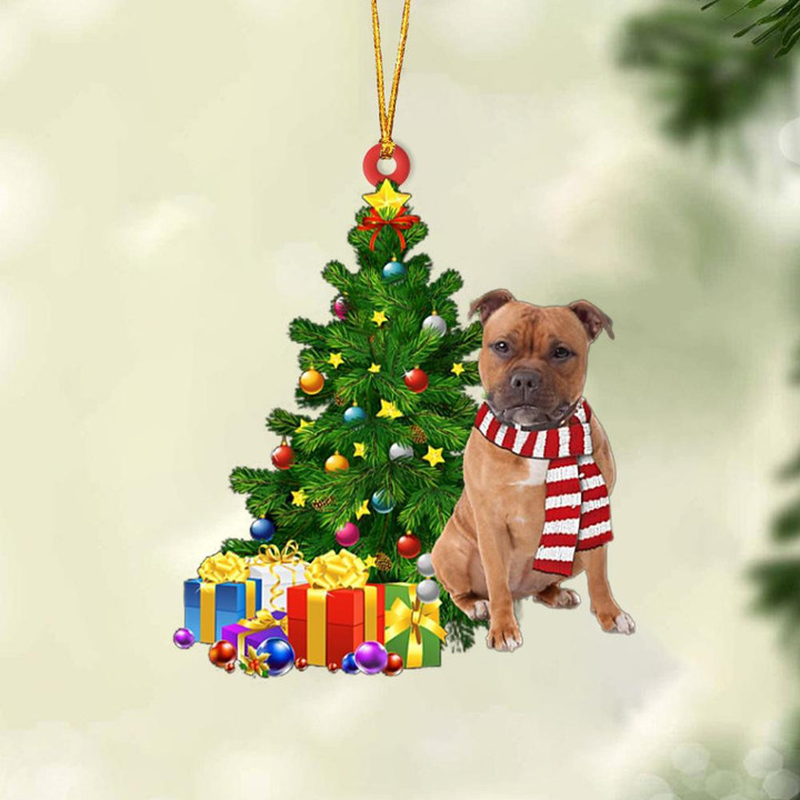 Staffordshire Bull Terriers-Christmas Star Hanging Ornament