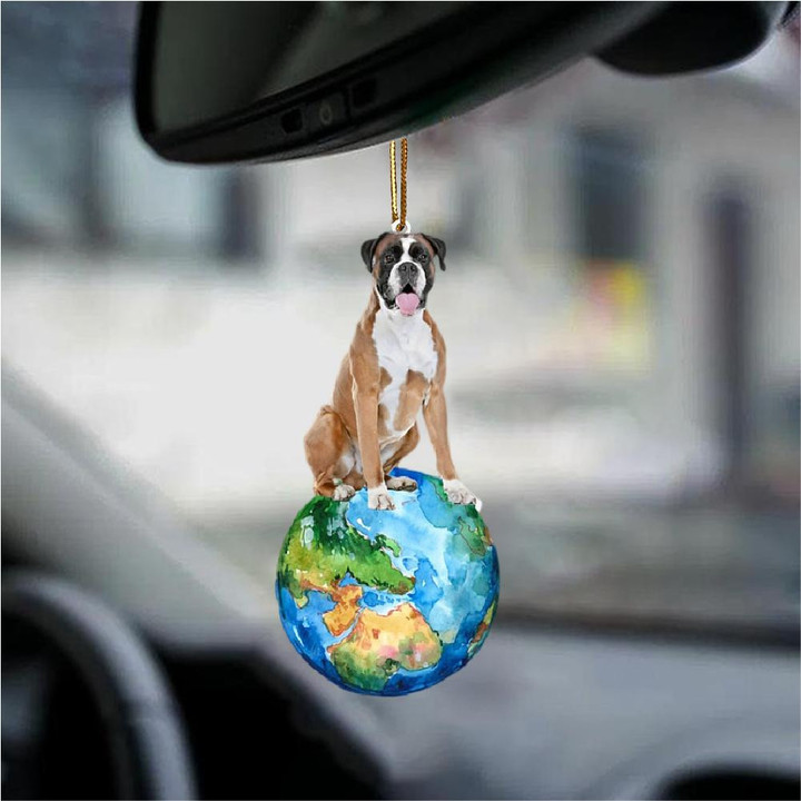 Boxer-Around My Dog-Two Sided Ornament