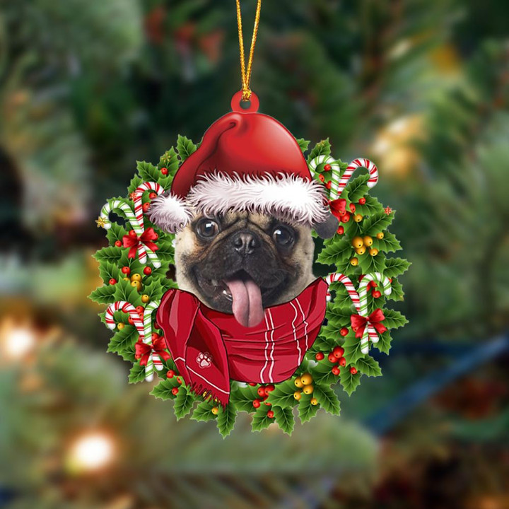 FAWN Pug 1-Xmas Bandana Hanging Ornament