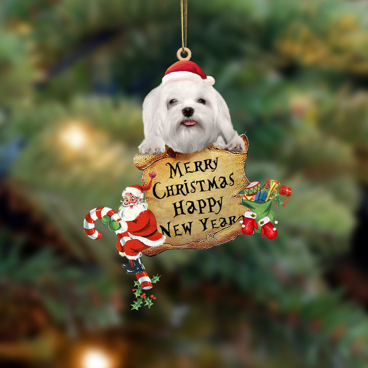 Maltese-Christams & New Year Two Sided Ornament