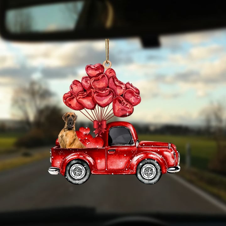 Great Dane-Valentine Car Two Sides Ornament