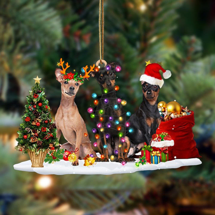 Miniature Pinscher-Christmas Dog Friends Hanging Ornament
