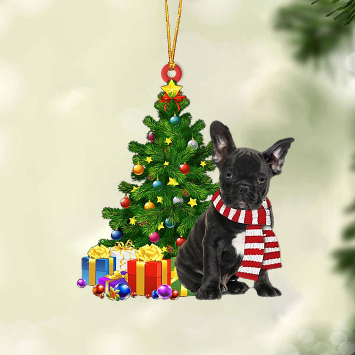 BLACK French Bulldog-Christmas Star Hanging Ornament