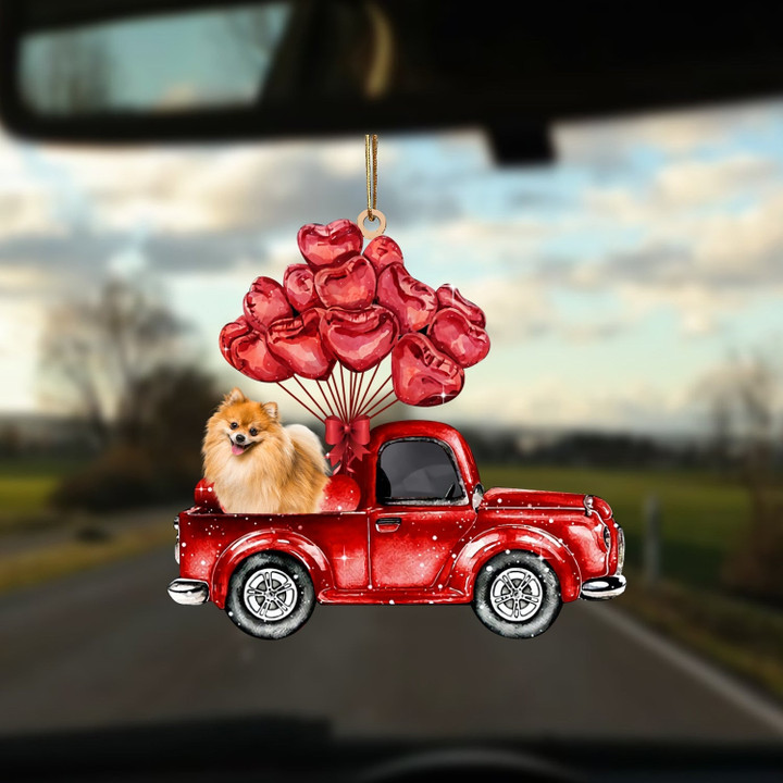 Pomeranian-Valentine Car Two Sides Ornament