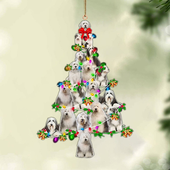 Old English Sheepdog-Christmas Tree Lights-Two Sided Ornament
