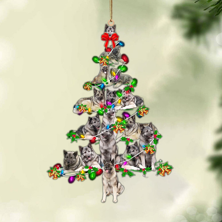 Norwegian Elkhound-Christmas Tree Lights-Two Sided Ornament