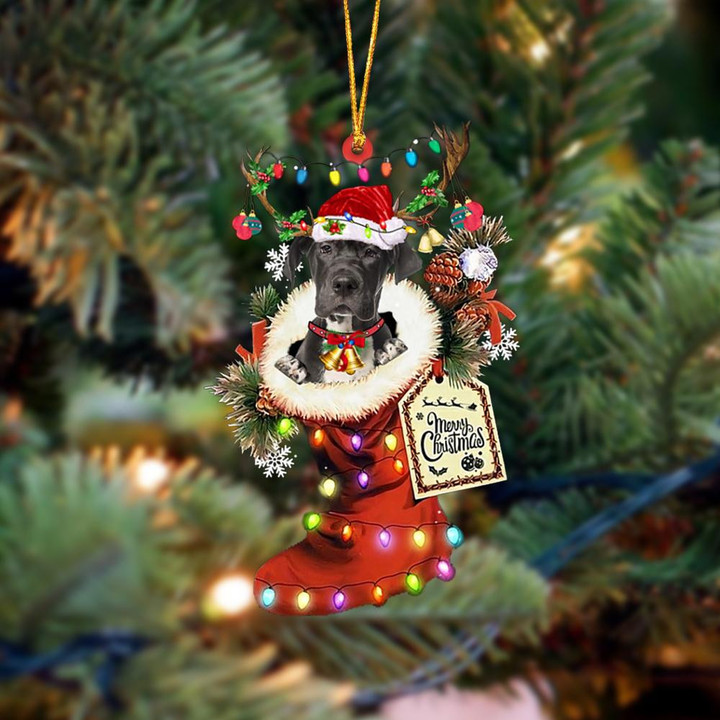 Great Dane 1-Xmas Boot-Two Sided Ornament
