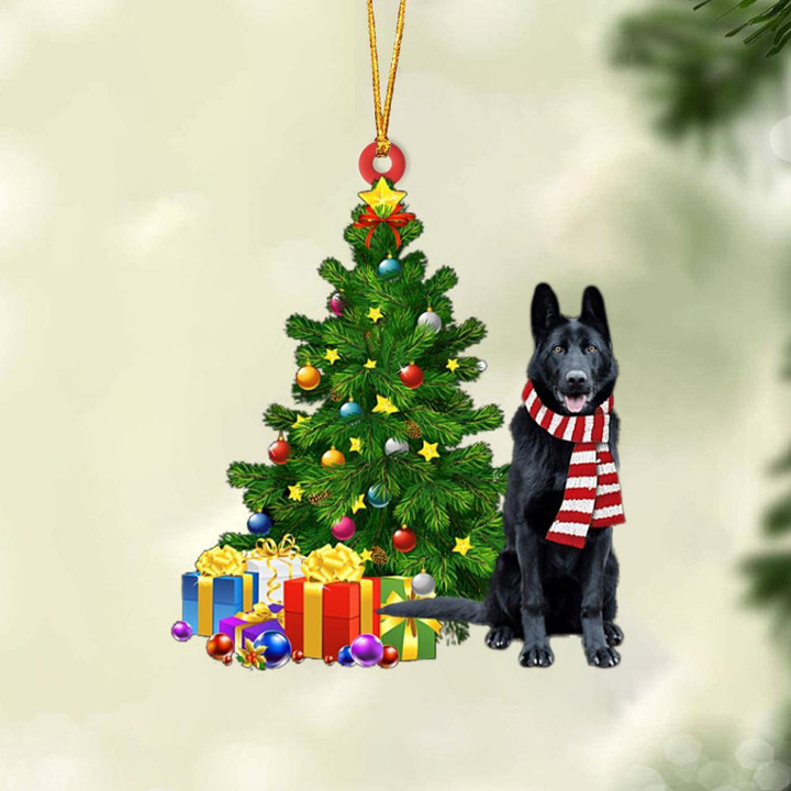 BLACK German Shepherd-Christmas Star Hanging Ornament