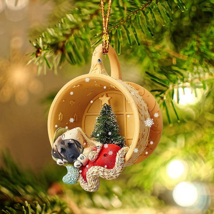 Anatolian Shepherd Sleeping in a tiny cup Christmas Holiday-Two Sided Ornament