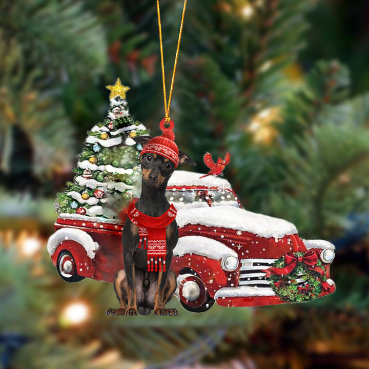 Miniature Pinscher 2-Christmas Car Two Sided Ornament
