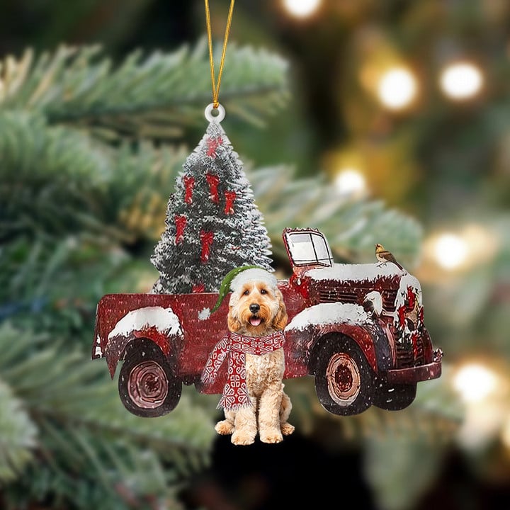 Goldendoodle 2-Christmas Truck Two Sided Ornament