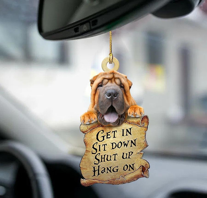 Shar pei get in two sided ornament