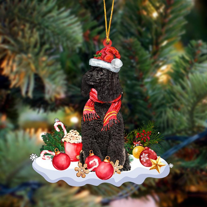 BLACK Miniature Poodle-Better Christmas Hanging Ornament