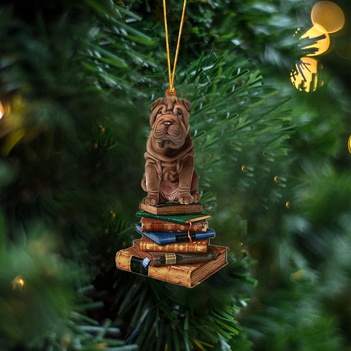 Shar Pei-Sit On The Book Two Sides Ornament