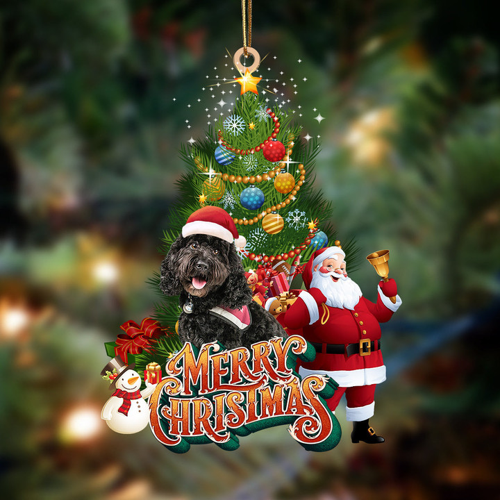 Black Cavapoo-Christmas Tree&Dog Hanging Ornament