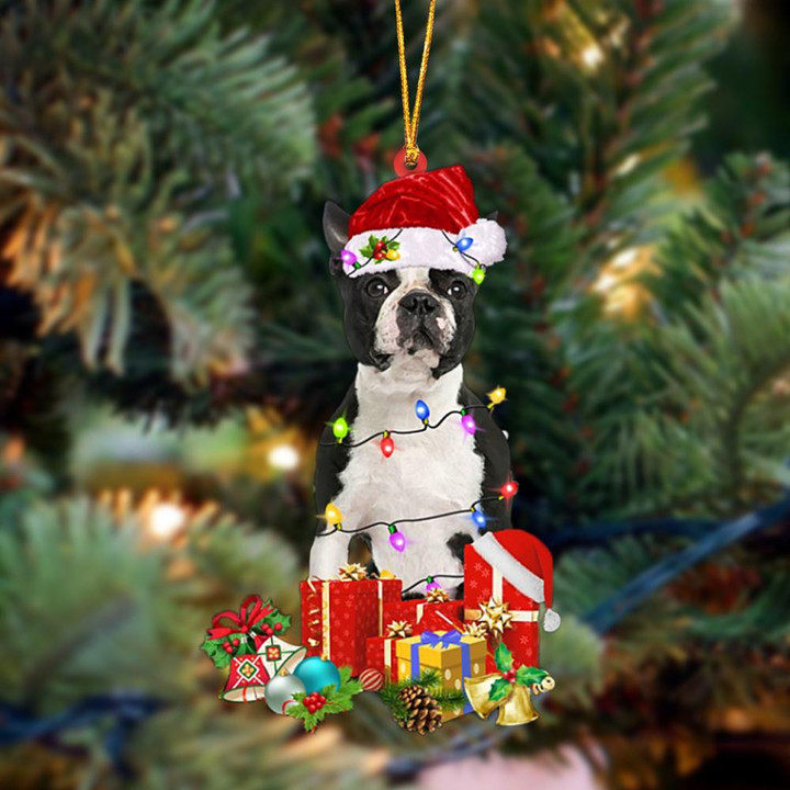 BLACK Boston Terrier-Dog Be Christmas Tree Hanging Ornament