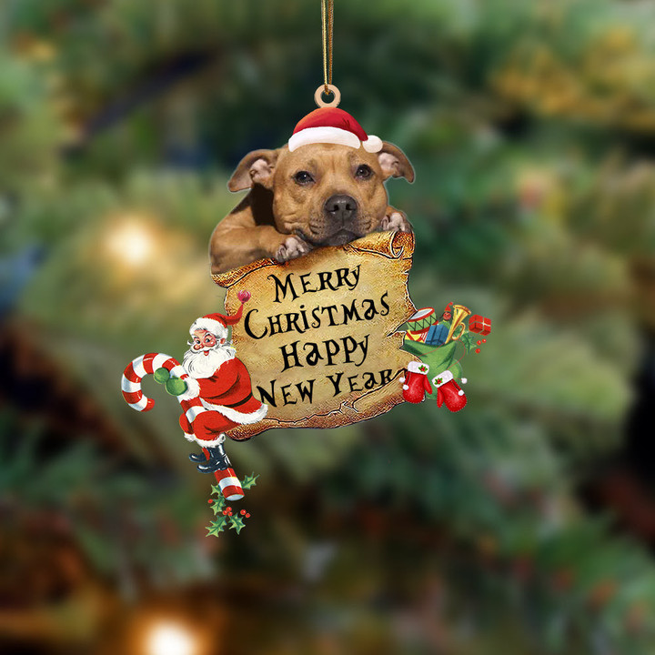 Staffordshire Bull Terrier-Christams & New Year Two Sided Ornament