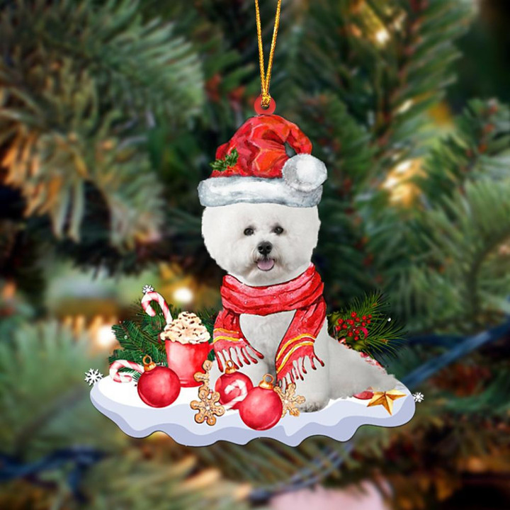 WHITE Bichon Frise-Better Christmas Hanging Ornament