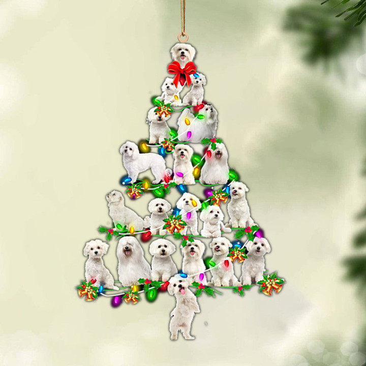 Maltese-Christmas Tree Lights-Two Sided Ornament