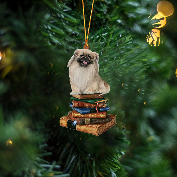 Pekingese-Sit On The Book Two Sides Ornament