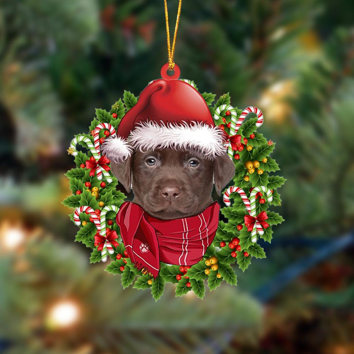 CHOCOLATE Labrador-Xmas Bandana Hanging Ornament