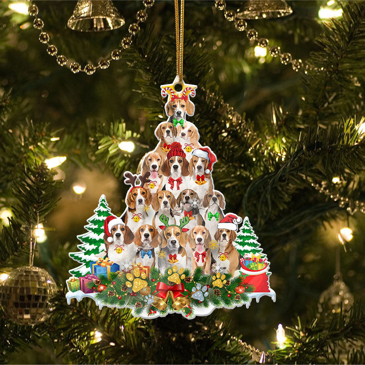 Beagle Full The Christmas Tree-Two Sided Ornament