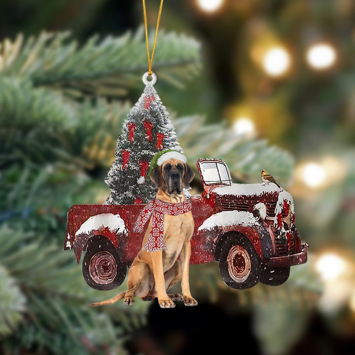Great Dane-Christmas Truck Two Sided Ornament