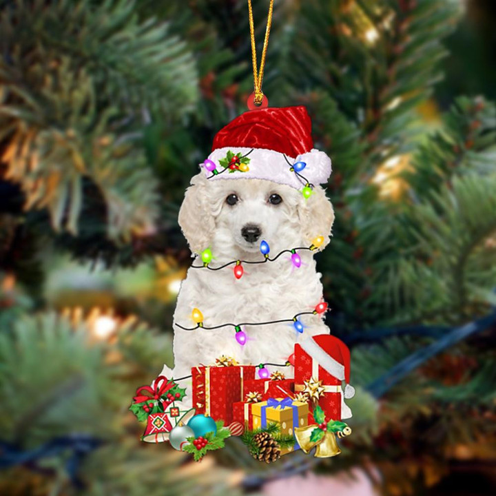 WHITE Toy Poodle-Dog Be Christmas Tree Hanging Ornament