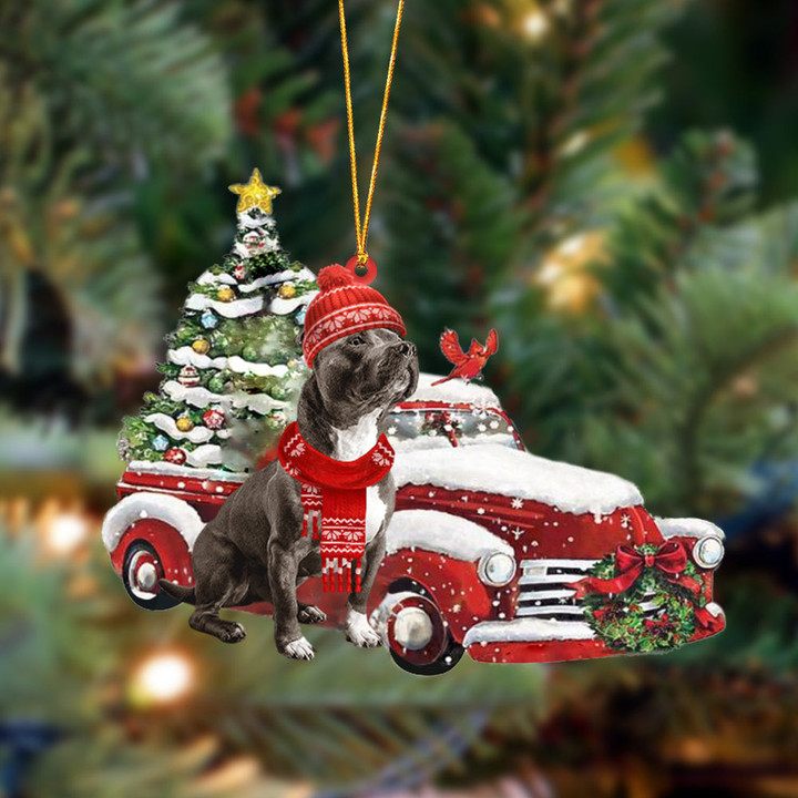 Staffordshire Bull Terrier-Christmas Car Two Sided Ornament