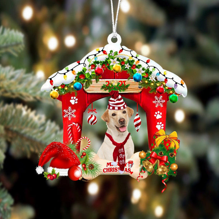 Labrador-Christmas House Two Sided Ornament