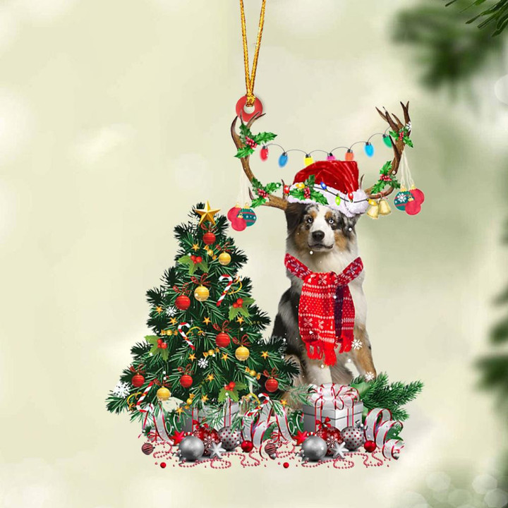 BLUE MERLE Australian Shepherd-Christmas Tree Gift Hanging Ornament