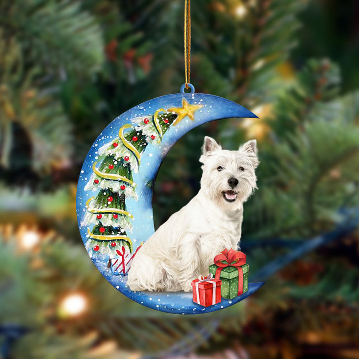 West Highland White Terrier2 Sit On The Blue Moon-Two Sided Ornament