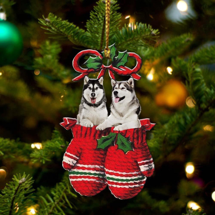 Alaskan Malamute Inside Your Gloves Christmas Holiday-Two Sided Ornament