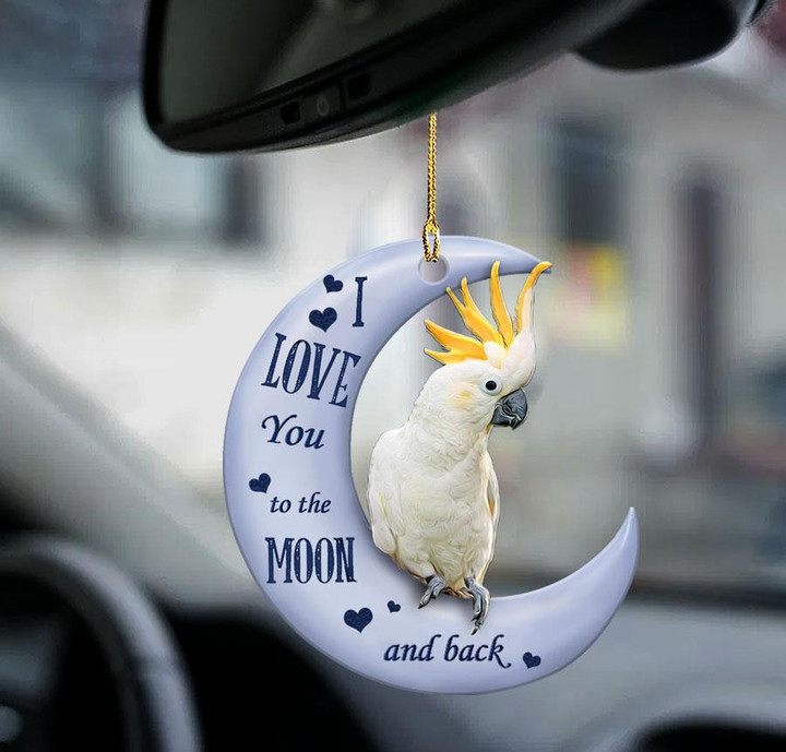 Citron Cockatoo moon back gift for bird lover two sided ornament