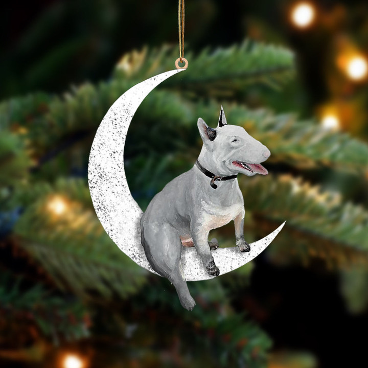 Bull Terrier-Sit On The Moon-Two Sided Ornament