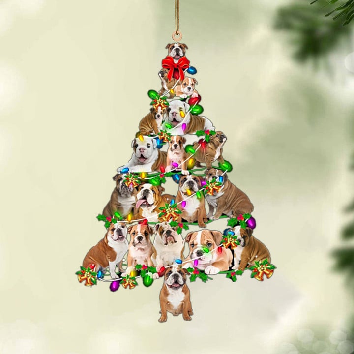 English Bulldog-Christmas Tree Lights-Two Sided Ornament